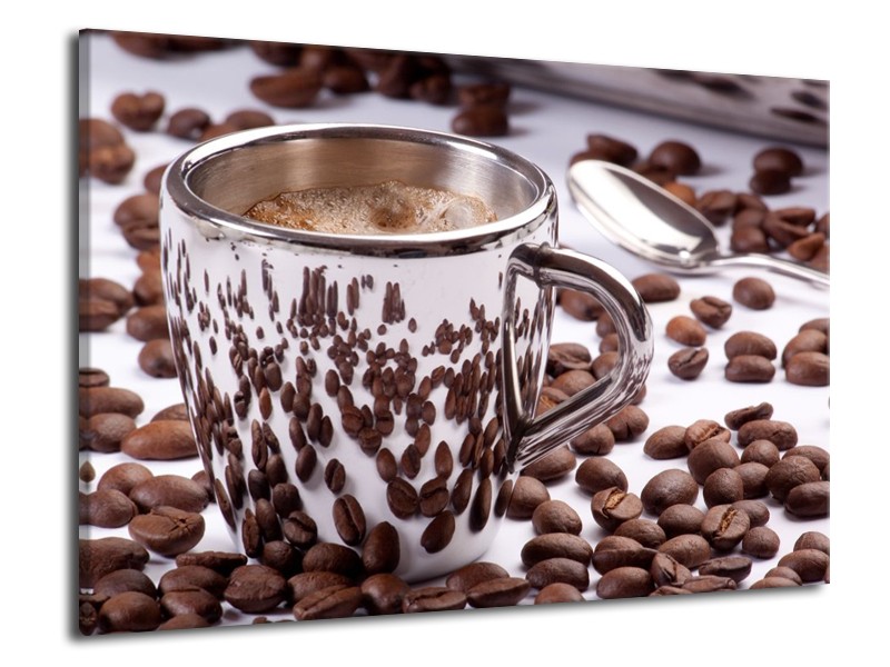 Canvas schilderij Koffie | Bruin, Wit | 70x50cm 1Luik