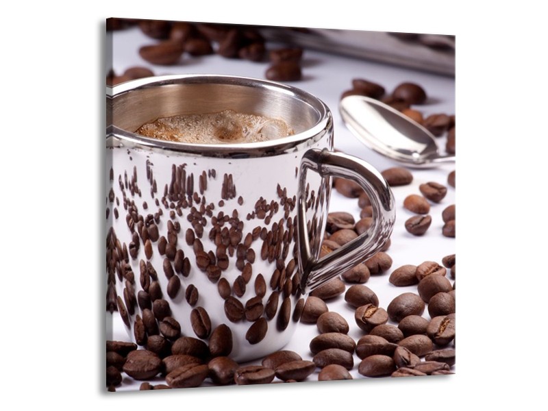 Canvas schilderij Koffie | Bruin, Wit | 70x70cm 1Luik