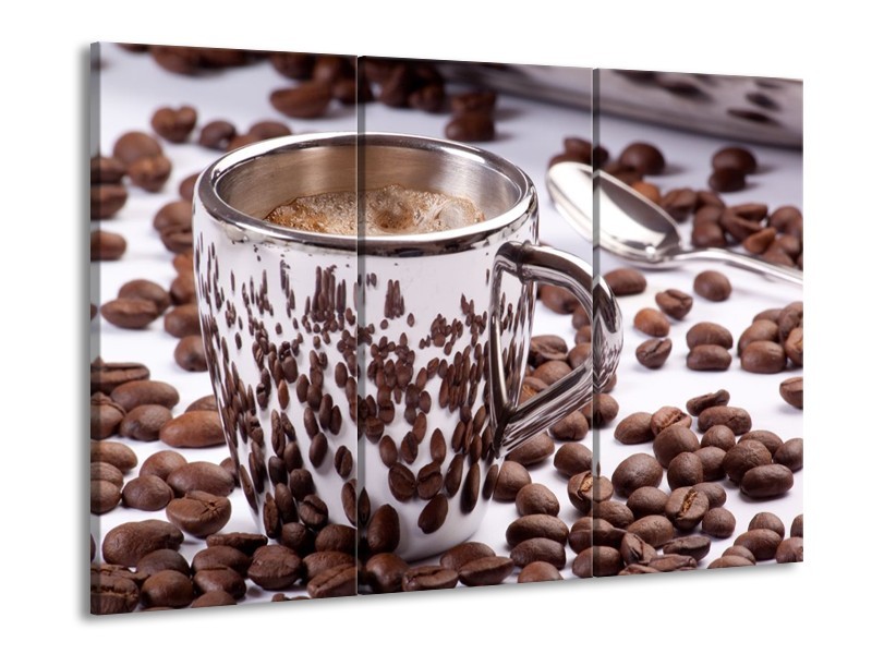 Canvas schilderij Koffie | Bruin, Wit | 90x60cm 3Luik