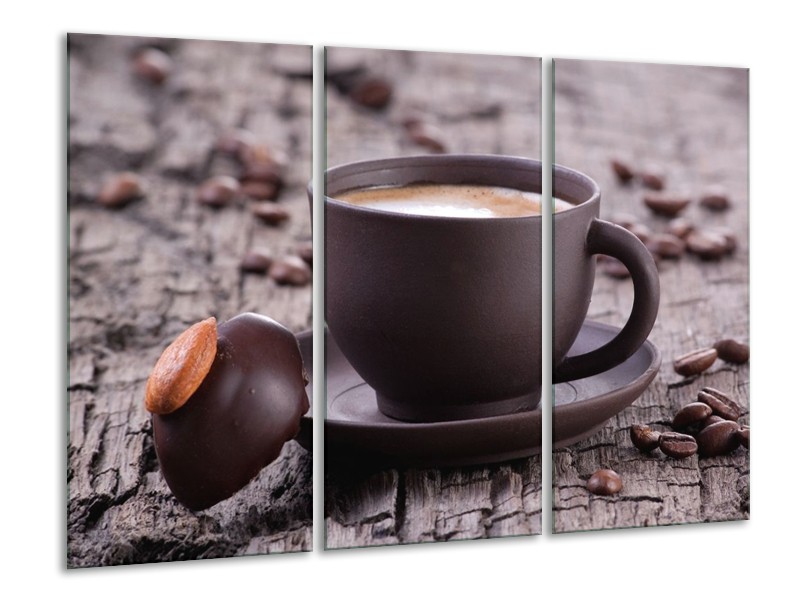 Canvas schilderij Koffie | Bruin, Wit | 120x80cm 3Luik