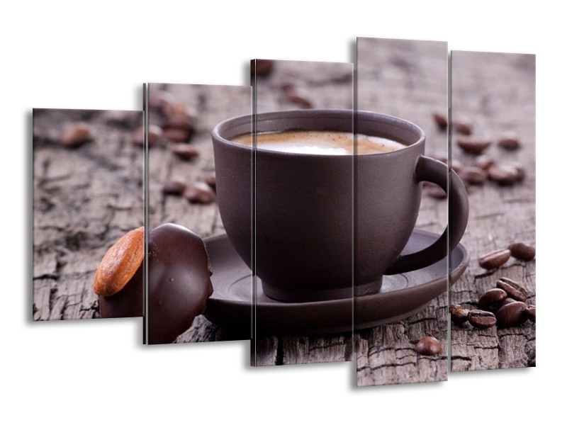 Canvas schilderij Koffie | Bruin, Wit | 150x100cm 5Luik