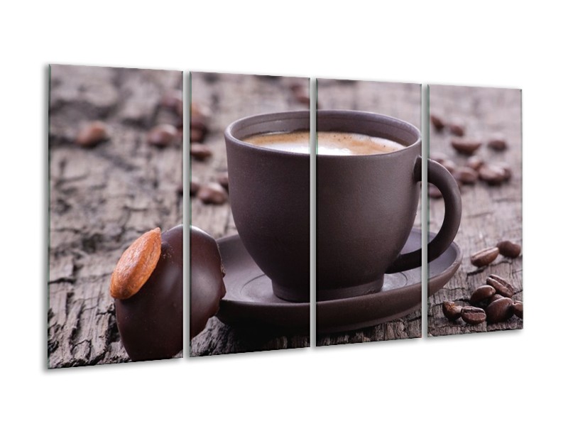 Canvas schilderij Koffie | Bruin, Wit | 160x80cm 4Luik