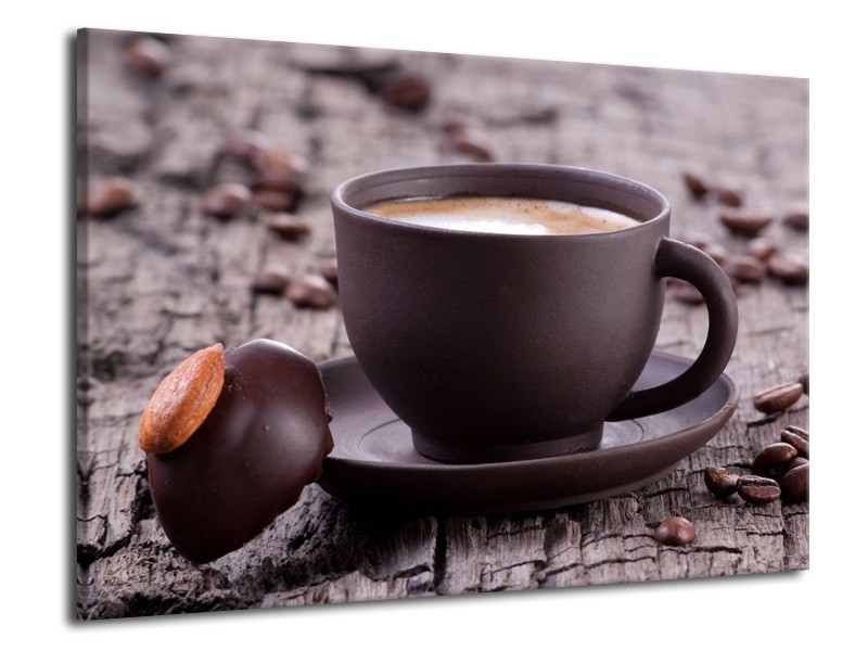 Canvas schilderij Koffie | Bruin, Wit | 70x50cm 1Luik