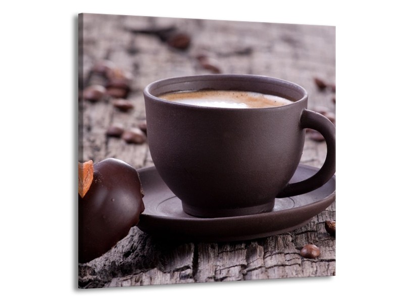 Canvas schilderij Koffie | Bruin, Wit | 70x70cm 1Luik