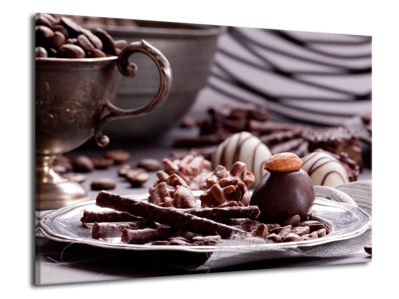 Canvas schilderij Koffie | Bruin, Wit | 70x50cm 1Luik