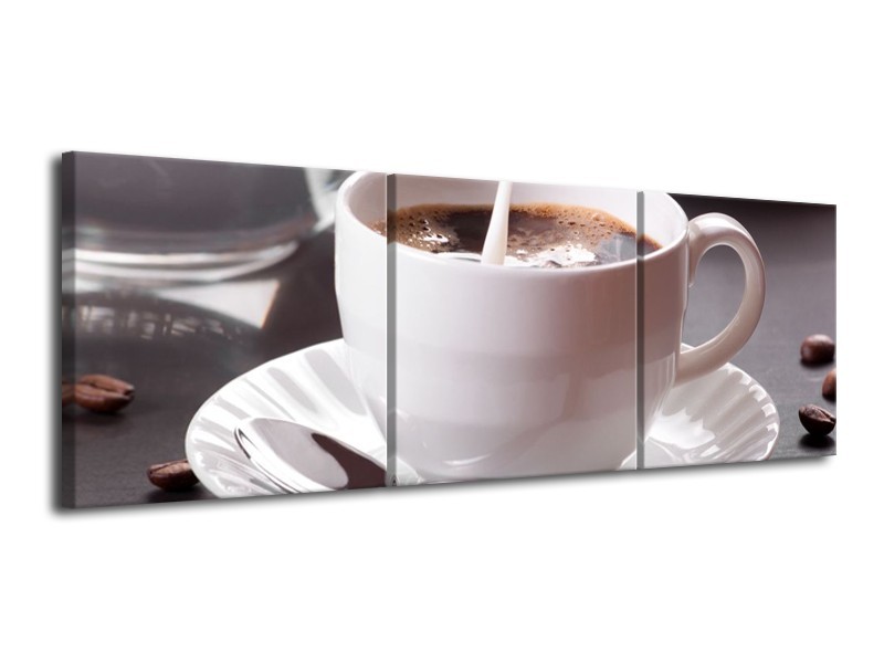 Canvas schilderij Koffie | Wit, Bruin | 120x40cm 3Luik