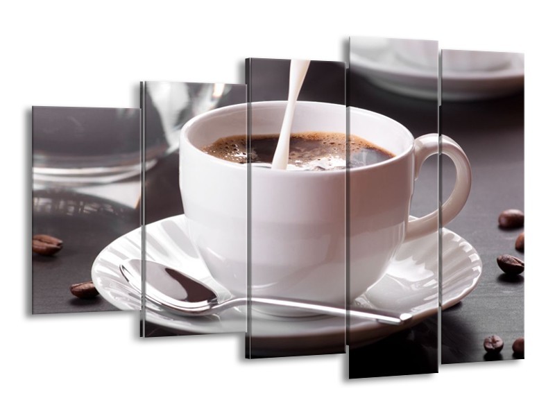 Canvas schilderij Koffie | Wit, Bruin | 150x100cm 5Luik