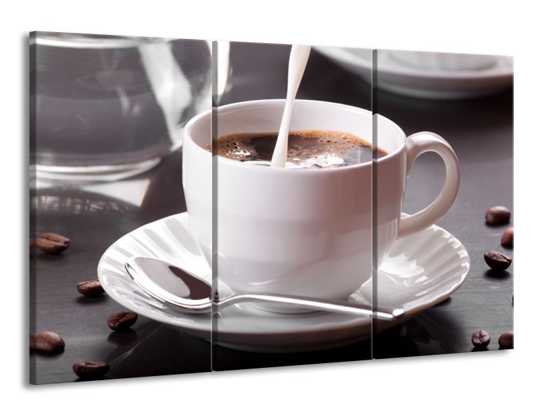 Canvas schilderij Koffie | Wit, Bruin | 165x100cm 3Luik