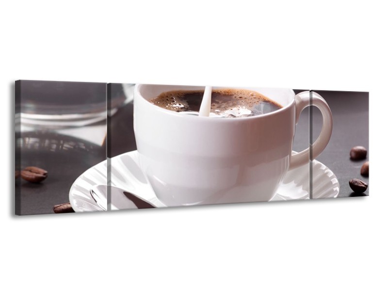 Canvas schilderij Koffie | Wit, Bruin | 170x50cm 3Luik