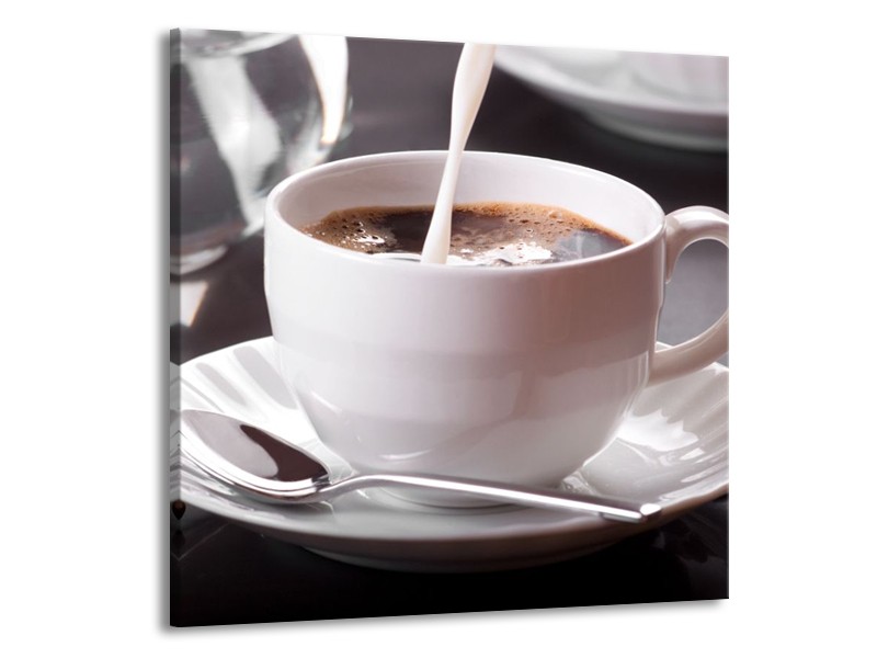 Canvas schilderij Koffie | Wit, Bruin | 70x70cm 1Luik