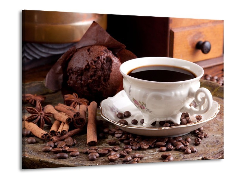 Canvas schilderij Koffie | Wit, Bruin | 100x70cm 1Luik
