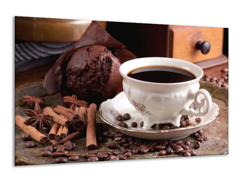 Canvas schilderij Koffie | Wit, Bruin | 120x70cm 1Luik