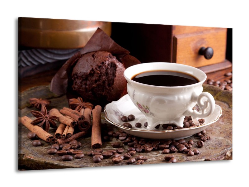 Canvas schilderij Koffie | Wit, Bruin | 140x90cm 1Luik