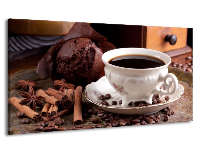 Canvas schilderij Koffie | Wit, Bruin | 170x90cm 1Luik