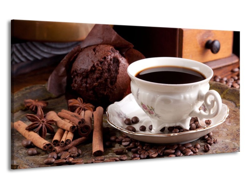 Canvas schilderij Koffie | Wit, Bruin | 190x100cm 1Luik