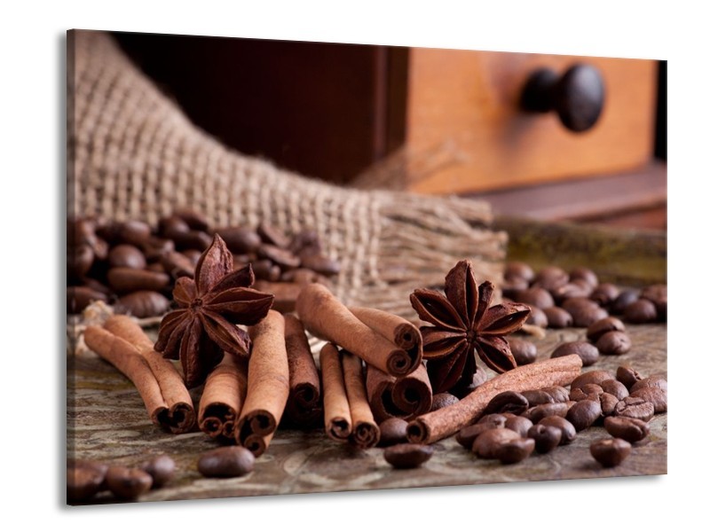 Canvas schilderij Koffie | Wit, Bruin | 100x70cm 1Luik