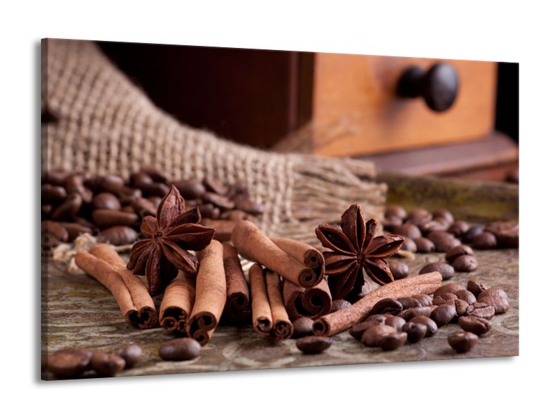 Canvas schilderij Koffie | Wit, Bruin | 140x90cm 1Luik