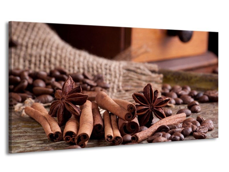 Canvas schilderij Koffie | Wit, Bruin | 170x90cm 1Luik