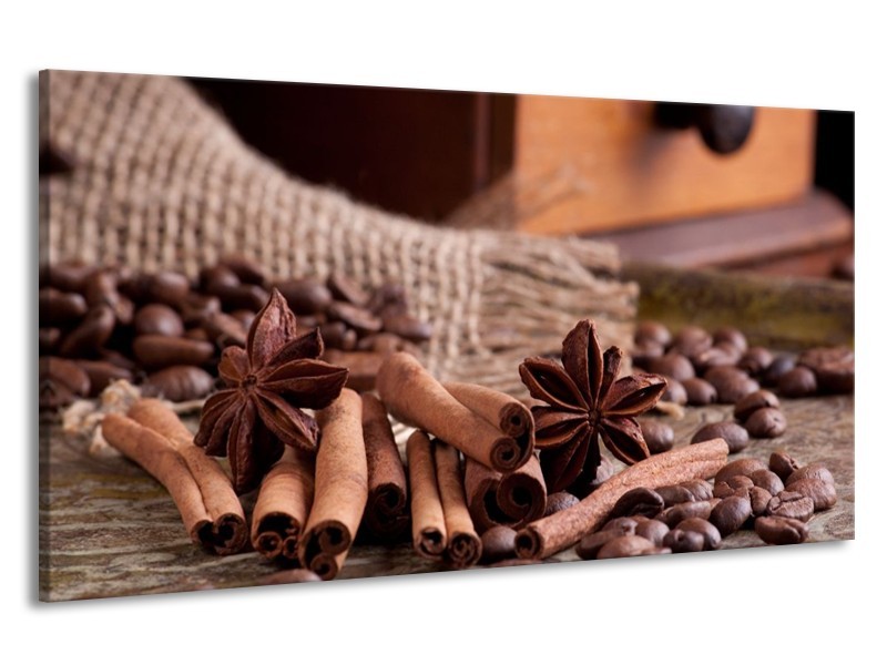 Canvas schilderij Koffie | Wit, Bruin | 190x100cm 1Luik