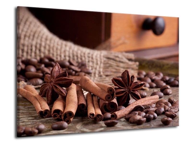 Canvas schilderij Koffie | Wit, Bruin | 70x50cm 1Luik