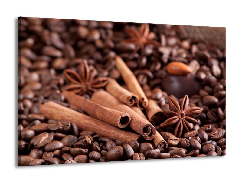 Canvas schilderij Koffie | Wit, Bruin | 140x90cm 1Luik