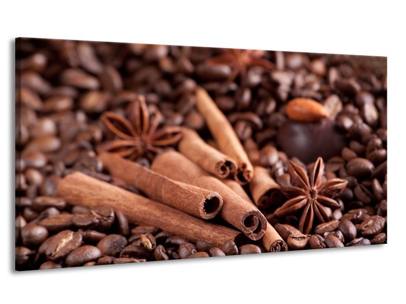 Canvas schilderij Koffie | Wit, Bruin | 170x90cm 1Luik