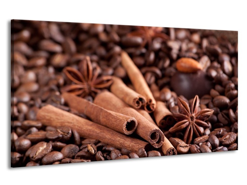 Canvas schilderij Koffie | Wit, Bruin | 190x100cm 1Luik