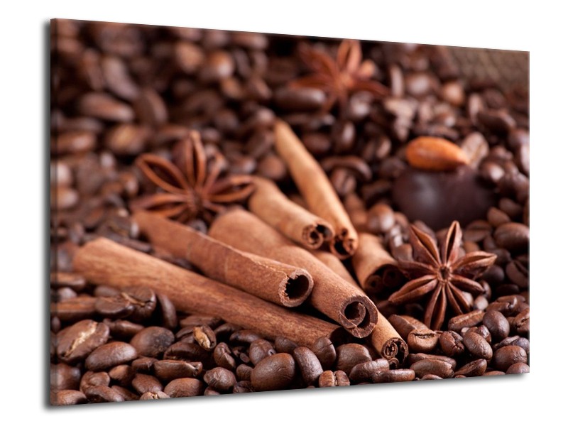 Canvas schilderij Koffie | Wit, Bruin | 70x50cm 1Luik