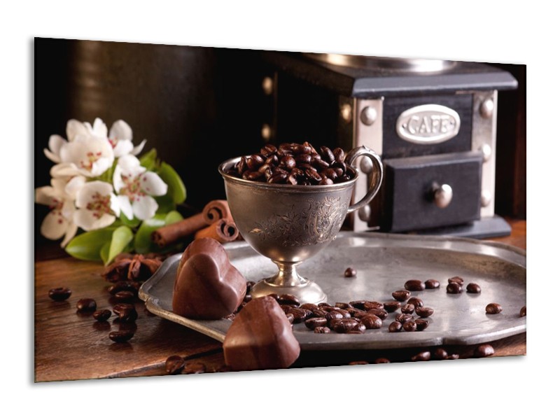 Canvas schilderij Koffie | Wit, Bruin | 120x70cm 1Luik