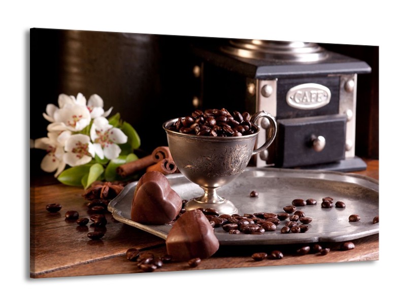 Canvas schilderij Koffie | Wit, Bruin | 140x90cm 1Luik