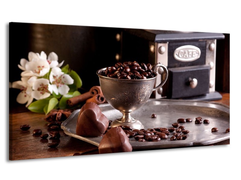 Canvas schilderij Koffie | Wit, Bruin | 170x90cm 1Luik