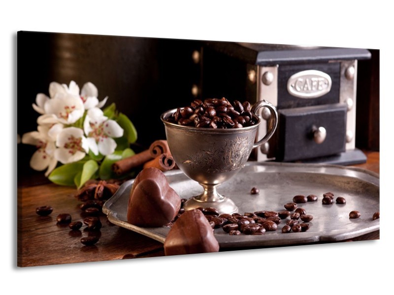 Canvas schilderij Koffie | Wit, Bruin | 190x100cm 1Luik