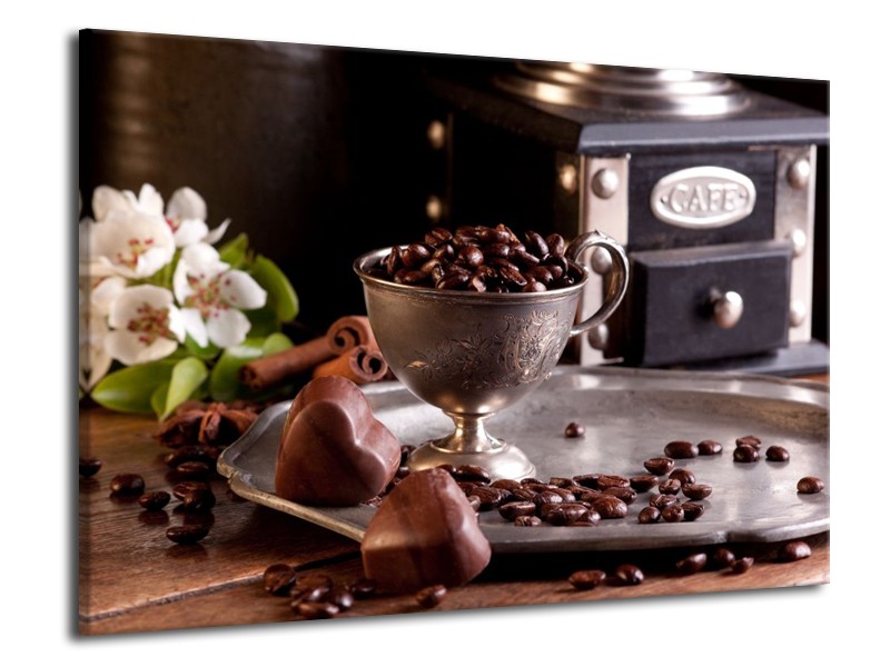 Canvas schilderij Koffie | Wit, Bruin | 70x50cm 1Luik