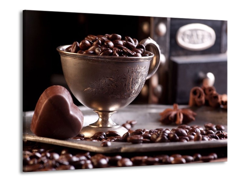 Canvas schilderij Koffie | Wit, Bruin | 100x70cm 1Luik