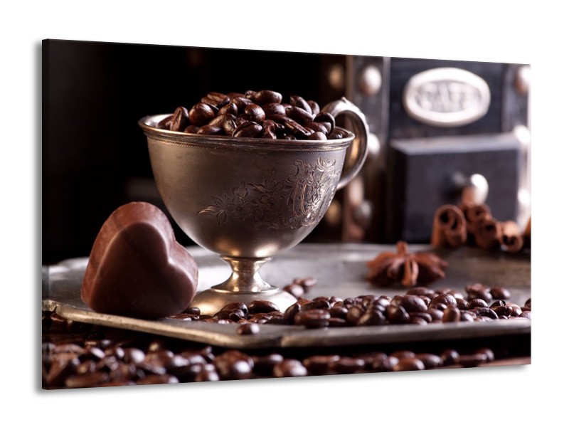 Canvas schilderij Koffie | Wit, Bruin | 140x90cm 1Luik