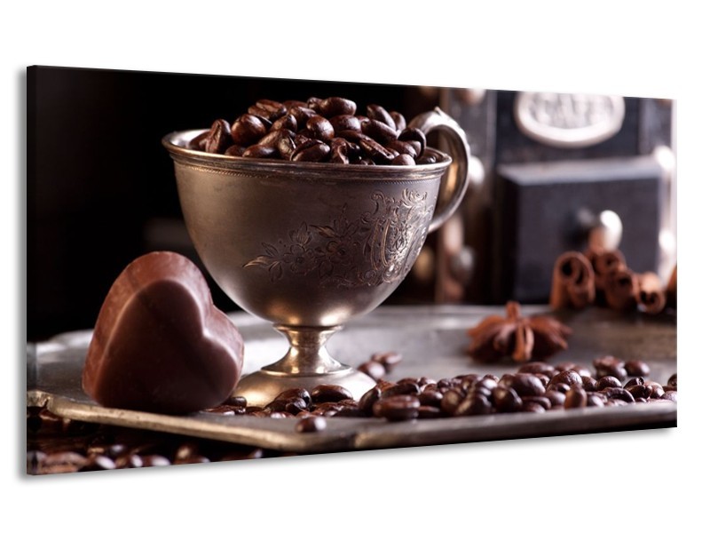 Canvas schilderij Koffie | Wit, Bruin | 170x90cm 1Luik