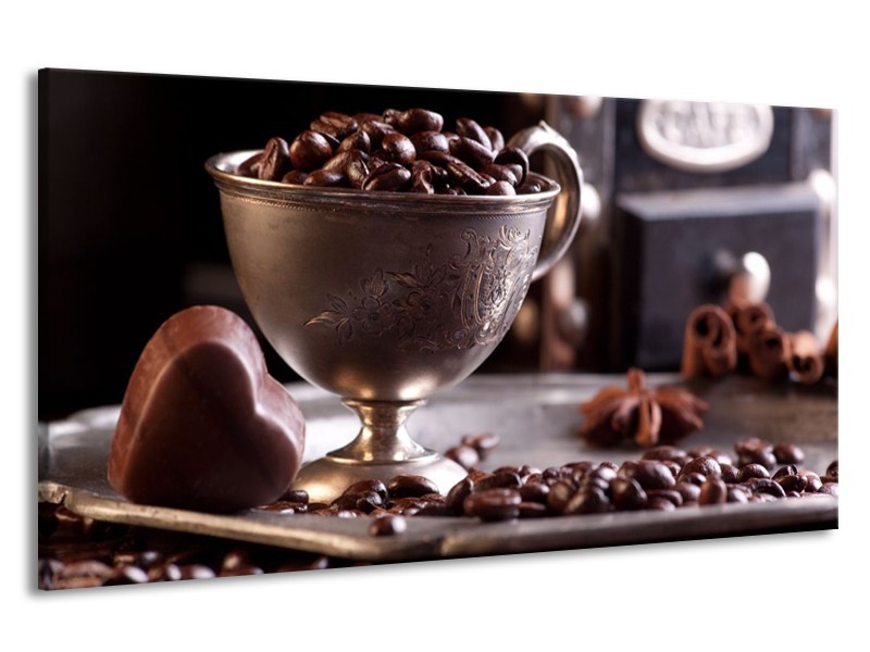 Canvas schilderij Koffie | Wit, Bruin | 190x100cm 1Luik