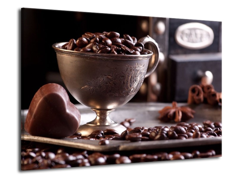 Canvas schilderij Koffie | Wit, Bruin | 70x50cm 1Luik