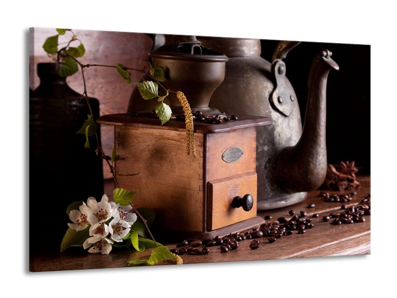 Canvas schilderij Koffie | Wit, Bruin | 140x90cm 1Luik