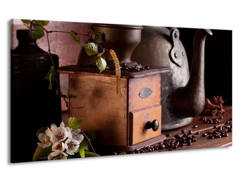 Canvas schilderij Koffie | Wit, Bruin | 190x100cm 1Luik