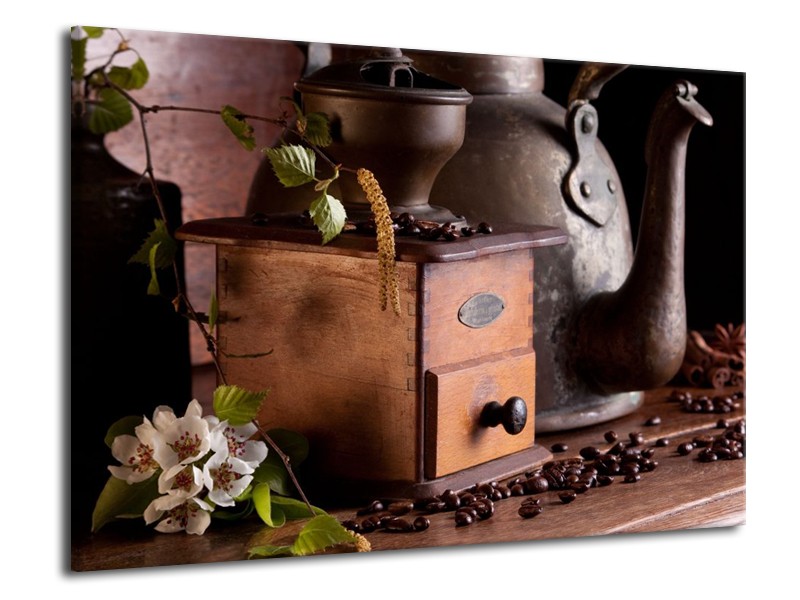 Canvas schilderij Koffie | Wit, Bruin | 70x50cm 1Luik