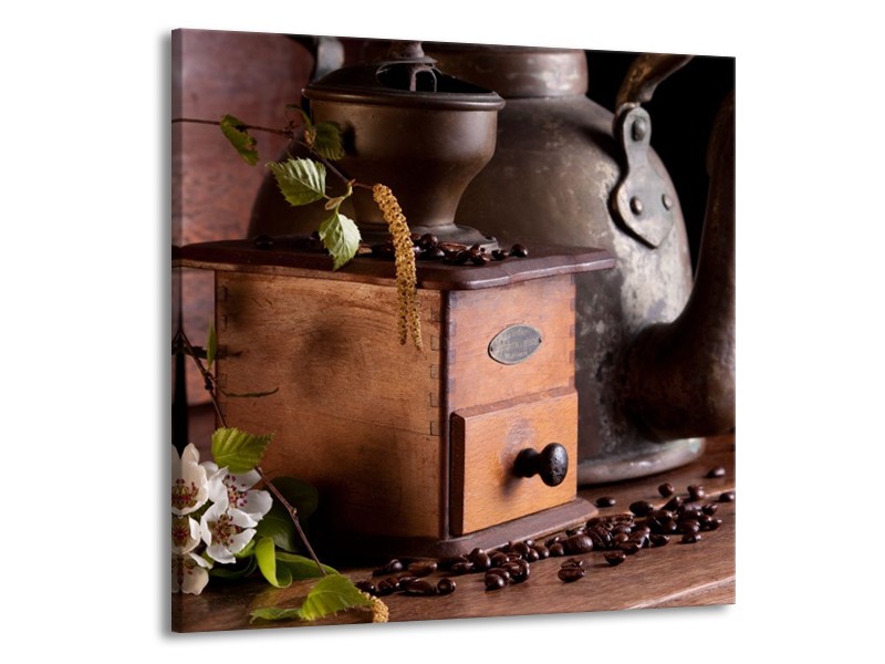 Canvas schilderij Koffie | Wit, Bruin | 70x70cm 1Luik