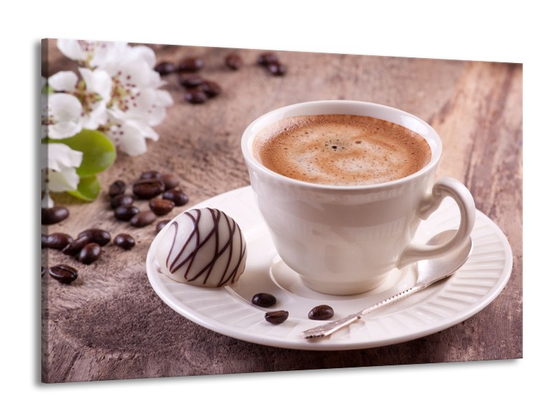 Canvas schilderij Koffie | Wit, Bruin | 140x90cm 1Luik