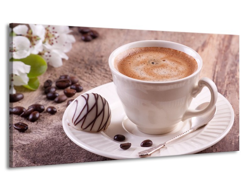 Canvas schilderij Koffie | Wit, Bruin | 170x90cm 1Luik