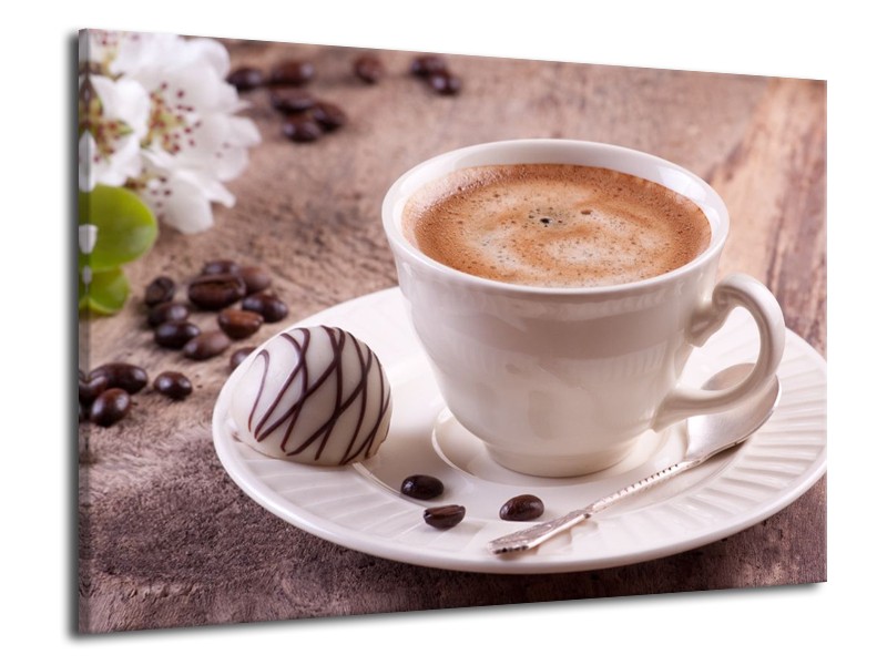 Canvas schilderij Koffie | Wit, Bruin | 70x50cm 1Luik