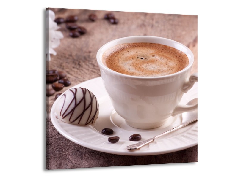 Canvas schilderij Koffie | Wit, Bruin | 70x70cm 1Luik