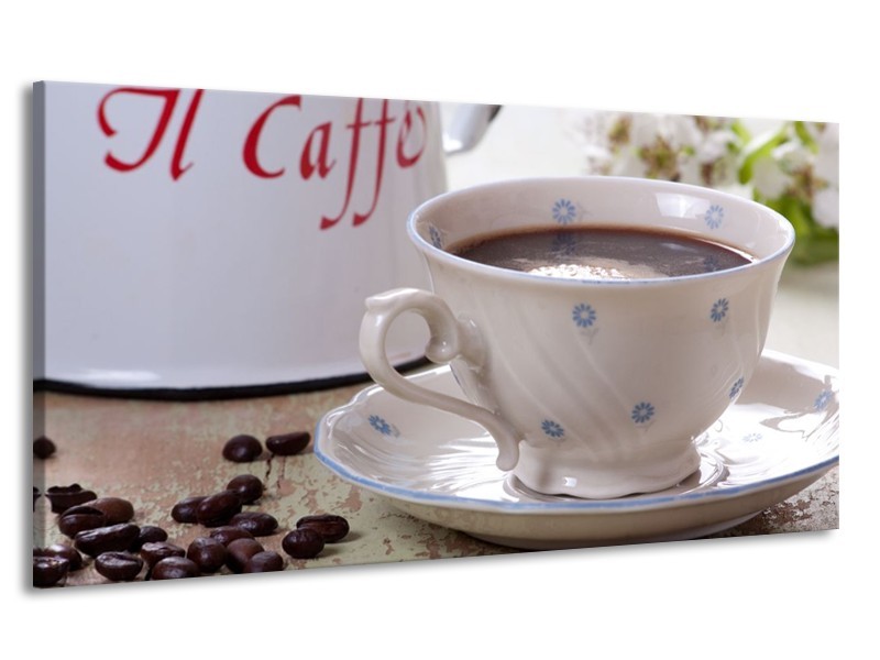 Canvas schilderij Koffie | Wit, Bruin | 170x90cm 1Luik
