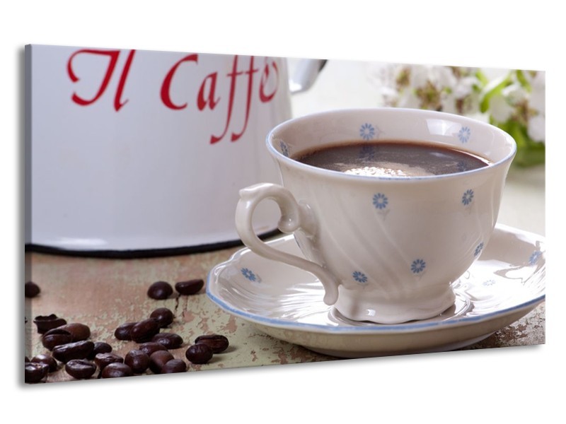 Canvas schilderij Koffie | Wit, Bruin | 190x100cm 1Luik