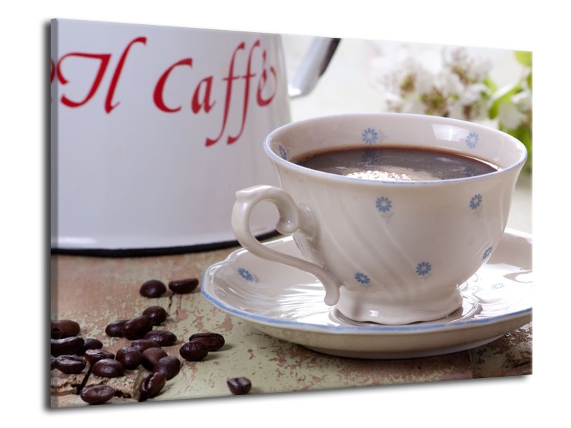 Canvas schilderij Koffie | Wit, Bruin | 70x50cm 1Luik