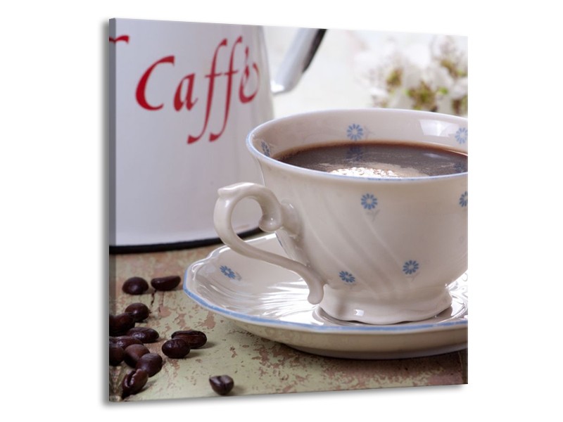 Canvas schilderij Koffie | Wit, Bruin | 70x70cm 1Luik